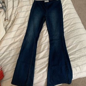Free People Dark Denim Bell Bottoms
